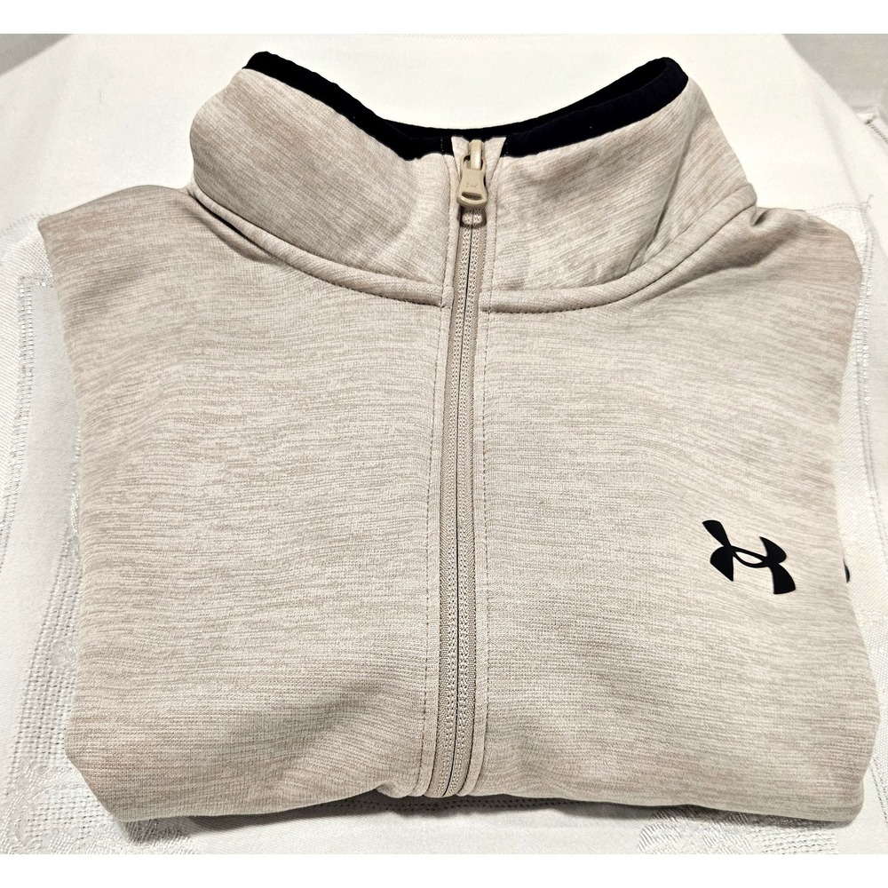 Under Armour Women's S/P Beige Pullover 3/4 Zip Coldgear Logo on Front